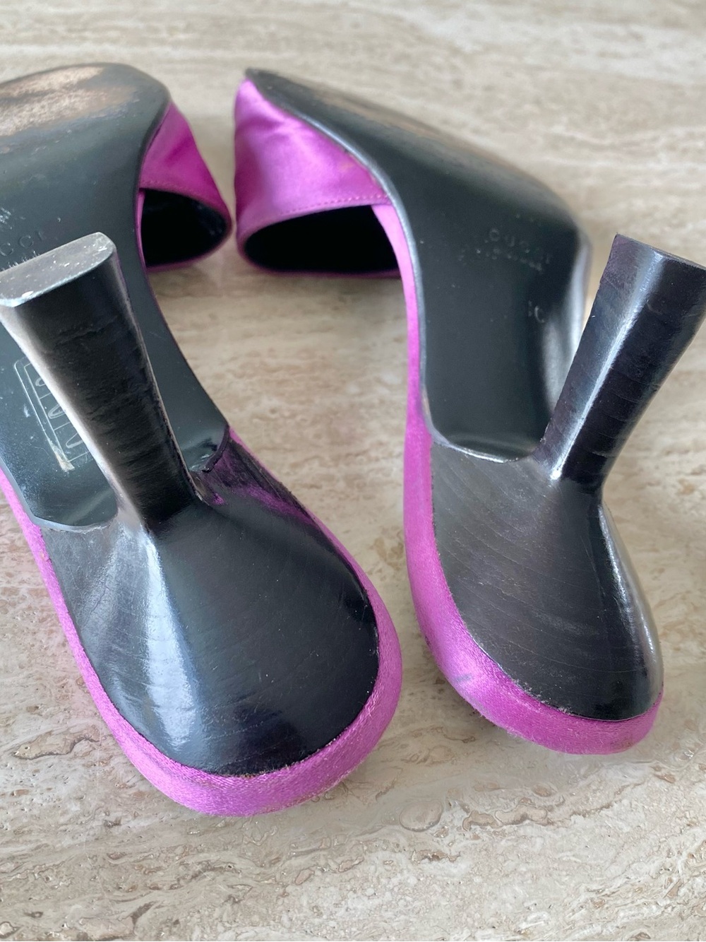 Vintage Gucci Tom Ford-era Satin Mule Sandal Heels - Picture 9 of 13
